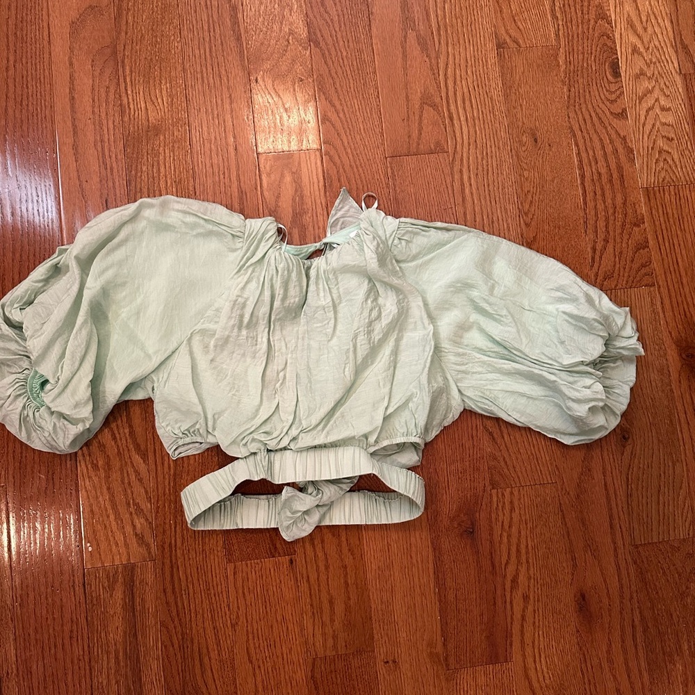 Mable Light Green tie back cut out crop top size small could fit medium